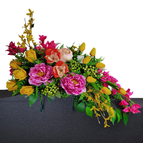 SALE-"Colorful Petals & Blossoms Tombstone Saddle-28" Width