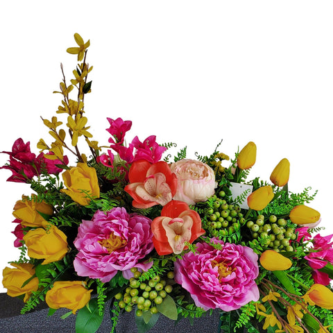 SALE-"Colorful Petals & Blossoms Tombstone Saddle-28" Width