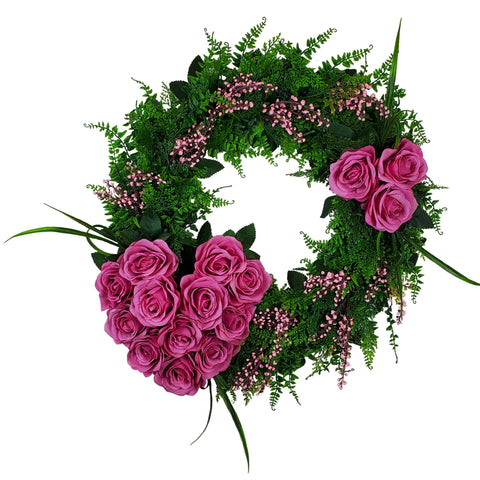 Contemporary "Eternal Love"  Wreath and Heart Tombstone Tribute- 21"Diameter
