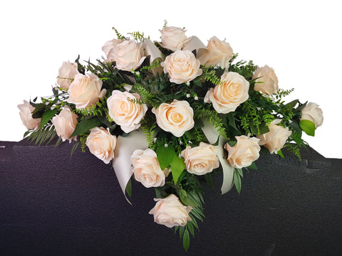 "Fields of Roses" Headstone Saddle-26"Width