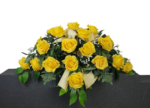 "Fields of Roses" Headstone Saddle-26"Width