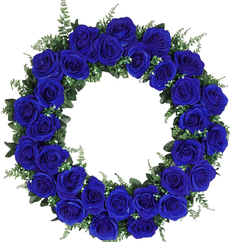 "Loved & Missed" Tombstone Wreath-23" Diameter-Available in 6 Colours