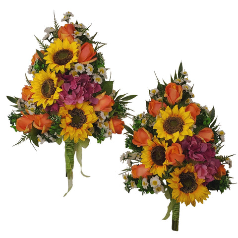 Autumn Garden Mausoleum Bouquets-SET OF 2-16" Height-3 Colours Options