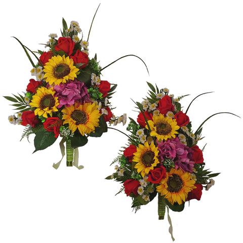"MOVING SALE"-Autumn Garden Mausoleum Bouquets-SET OF 2-16" Height-3 Colours Options