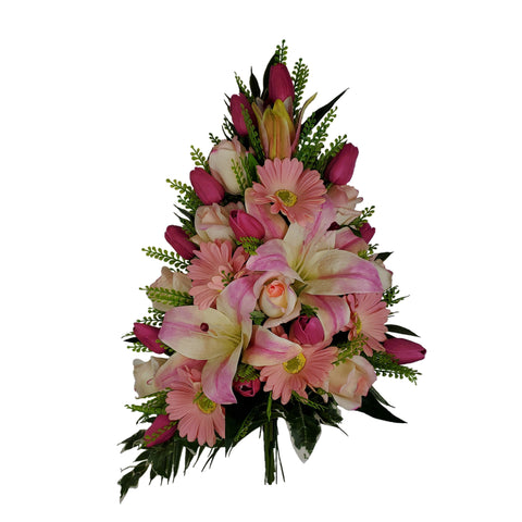 "Pretty in Pink" Mausoleum Bouquet-Premium-21"H Including Cascading Drop