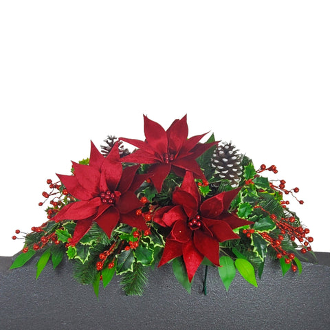 NEW "Poinsettias, Berries & More" Tombstone Saddle-30"Width